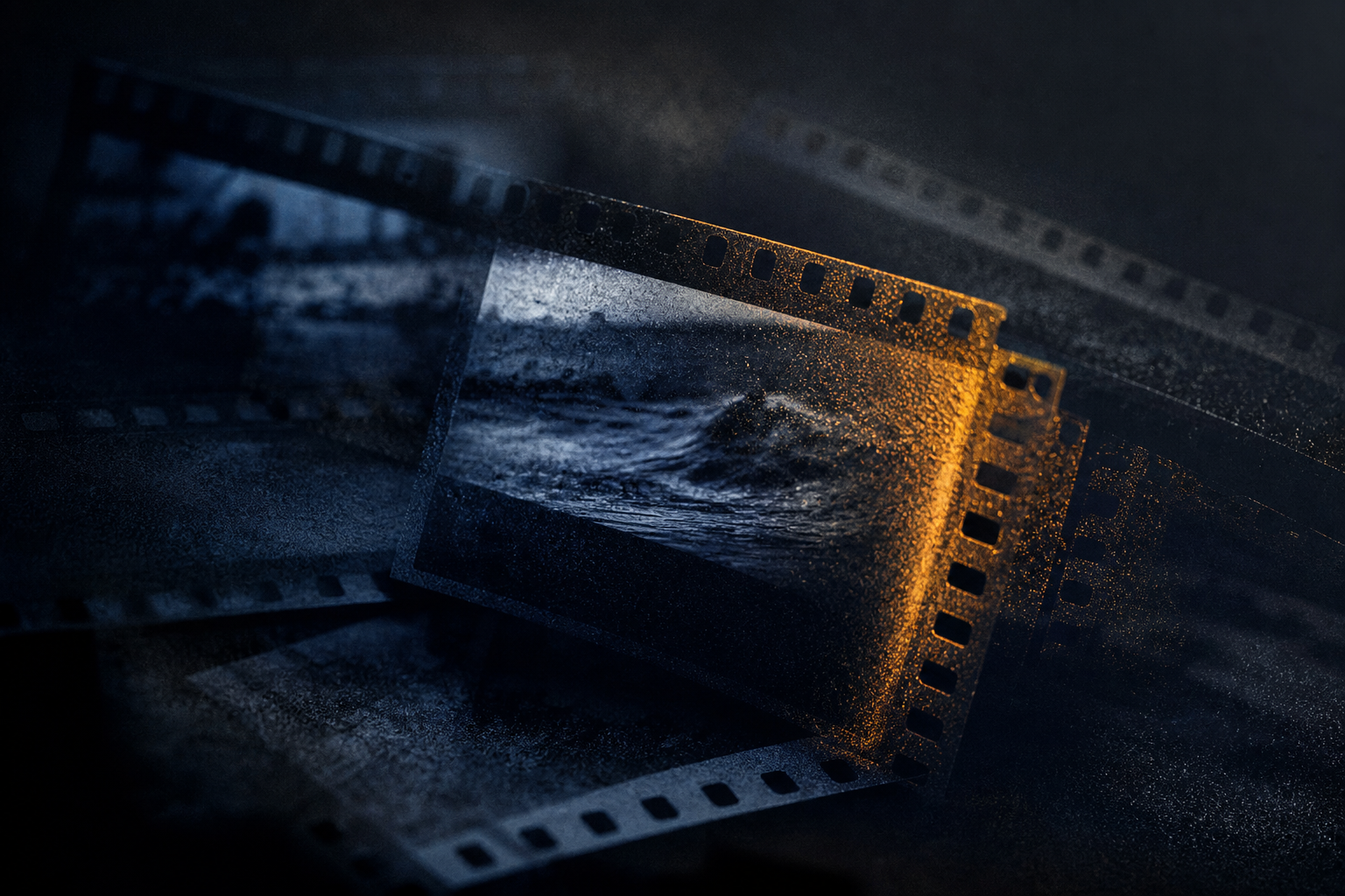 Frames de película apilados representando vídeo generado con Runway MCP desde Claude