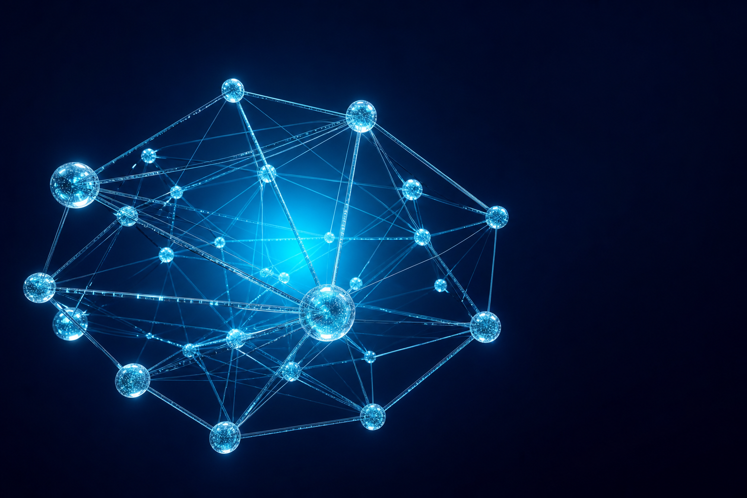 Red de malla de aerogel luminosa con nodos cian representando el ecosistema de partners certificados de OpenAI